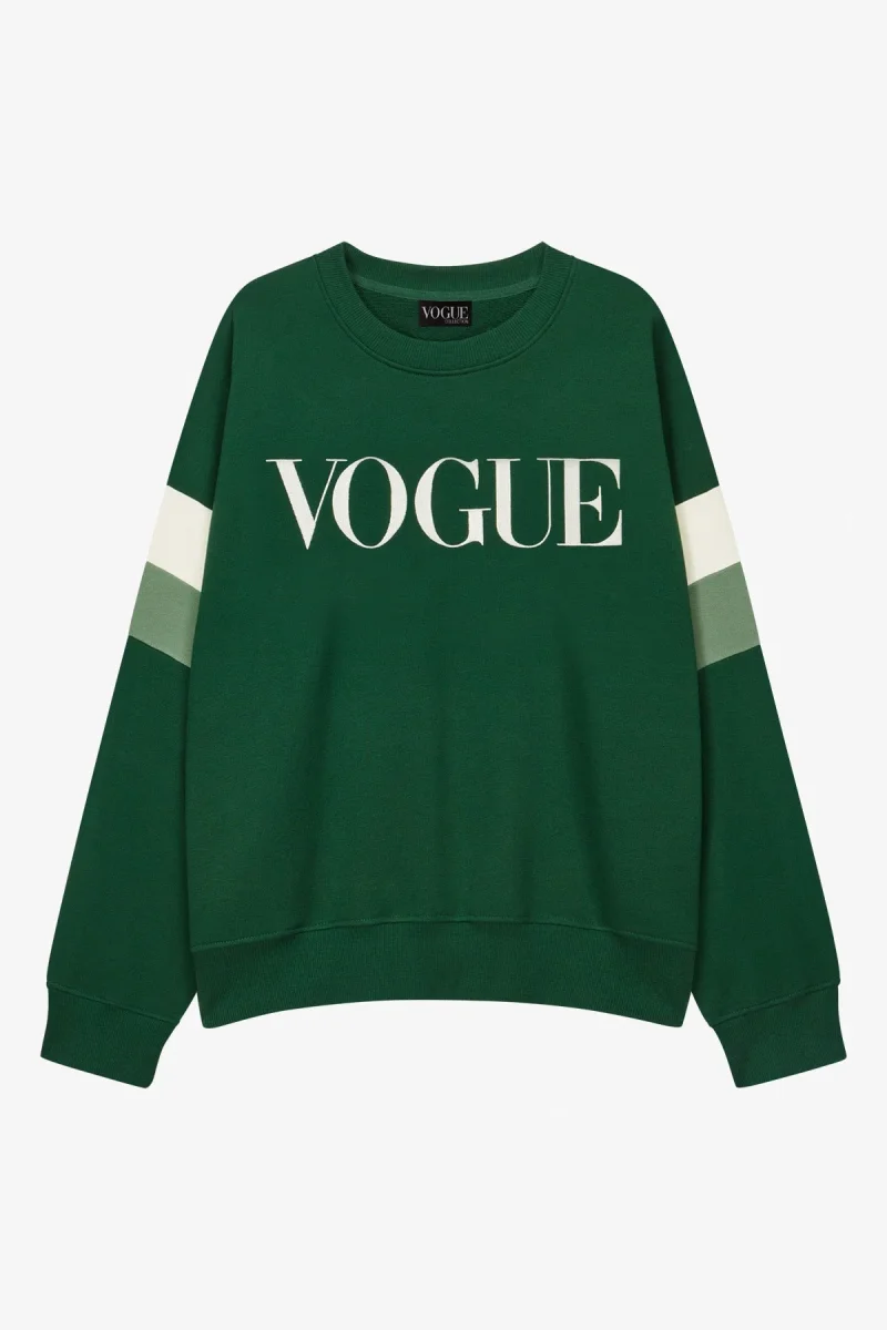 VOGUE Sweatshirt Green Contrasting Details - immagine 2