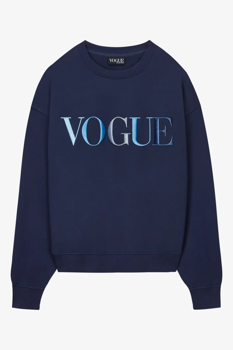 VOGUE Sweatshirt Navy Embroidered Colorful Logo