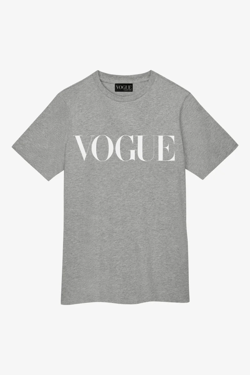 VOGUE T-Shirt Gray Logo White