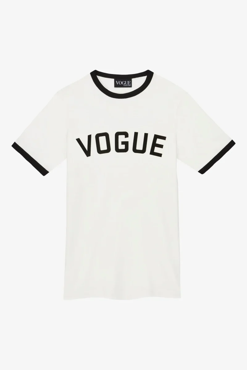 VOGUE T-Shirt White College Logo Black