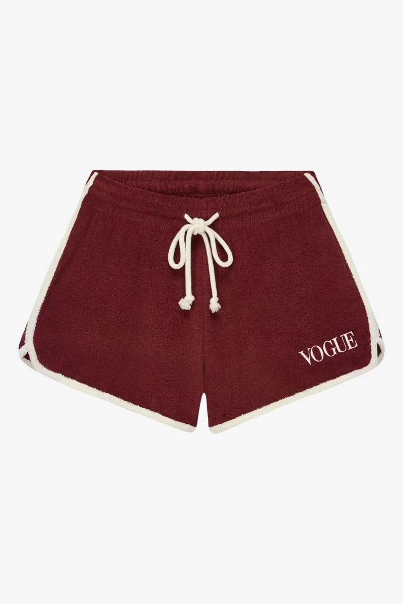 VOGUE Terry Shorts Bordeaux Embroidered Logo - immagine 2
