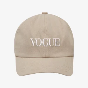 VOGUE Cap Beige Embroidered White Logo