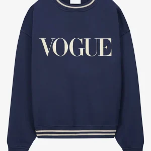VOGUE Sweatshirt Navy Embroidered Cream Logo