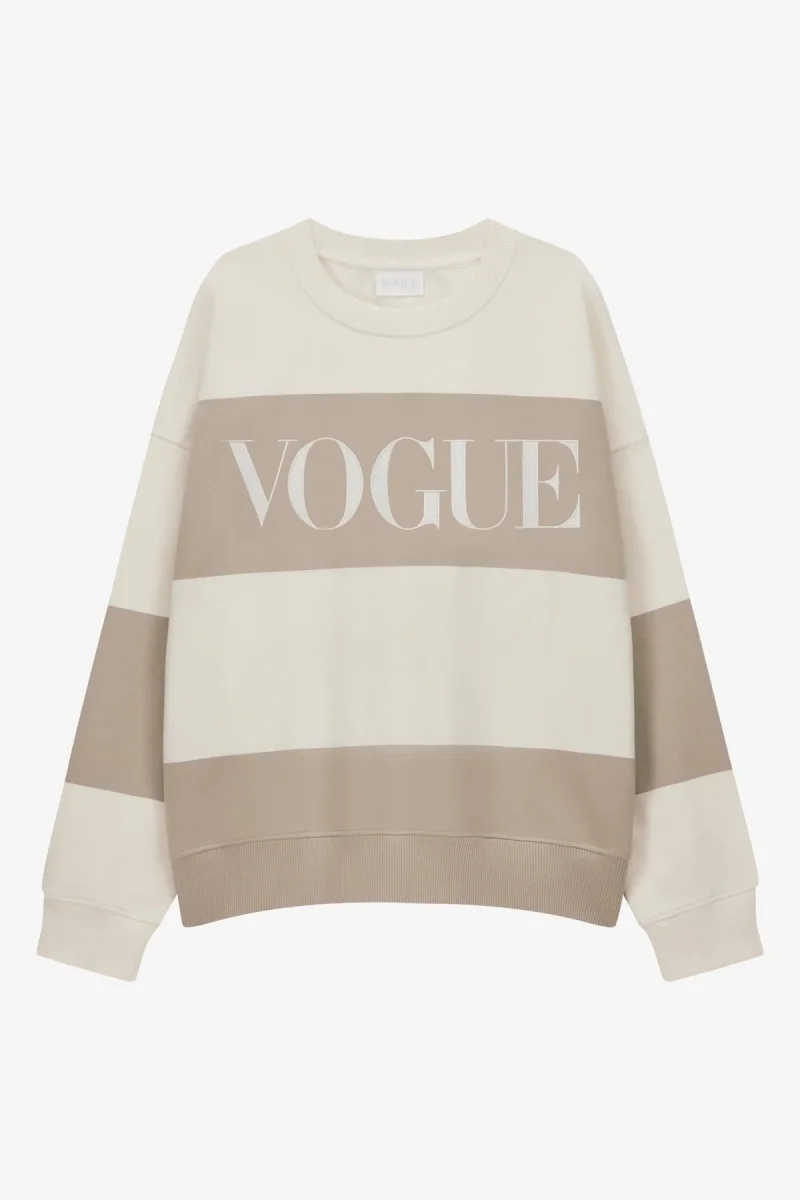 VOGUE Sweatshirt Beige Bold Stripes - immagine 2