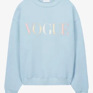 VOGUE Sweatshirt Light Blue Embroidered Colorful Logo
