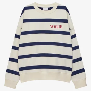 VOGUE Sweatshirt Striped Navy Embroidered Logo