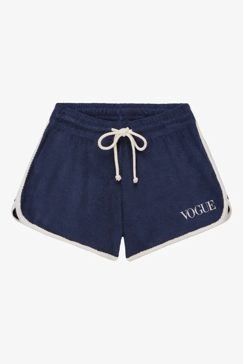 VOGUE Terry Shorts Navy Embroidered Logo
