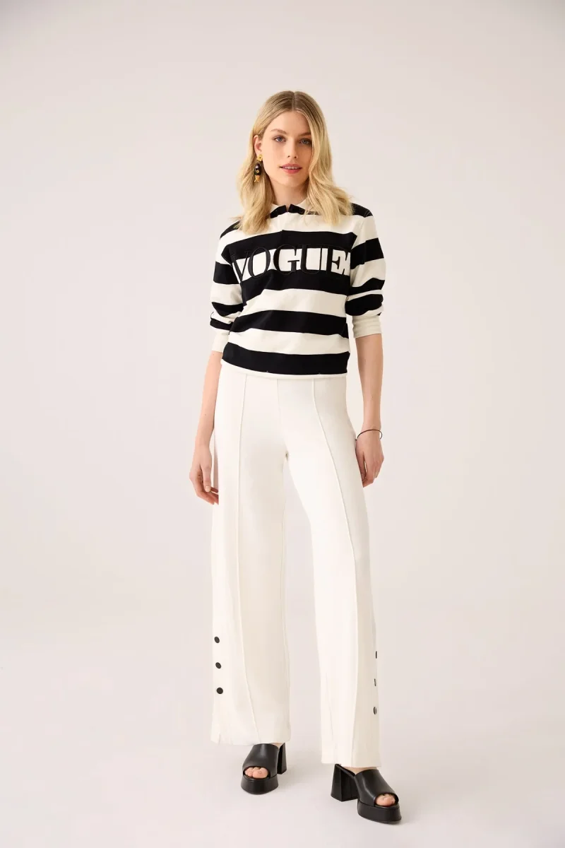 VOGUE Polo Sweatshirt Cream and Black Stripes - immagine 5