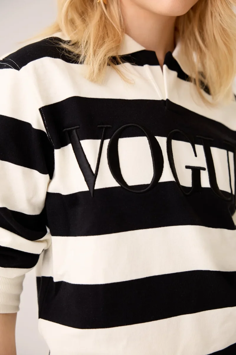 VOGUE Polo Sweatshirt Cream and Black Stripes - immagine 4