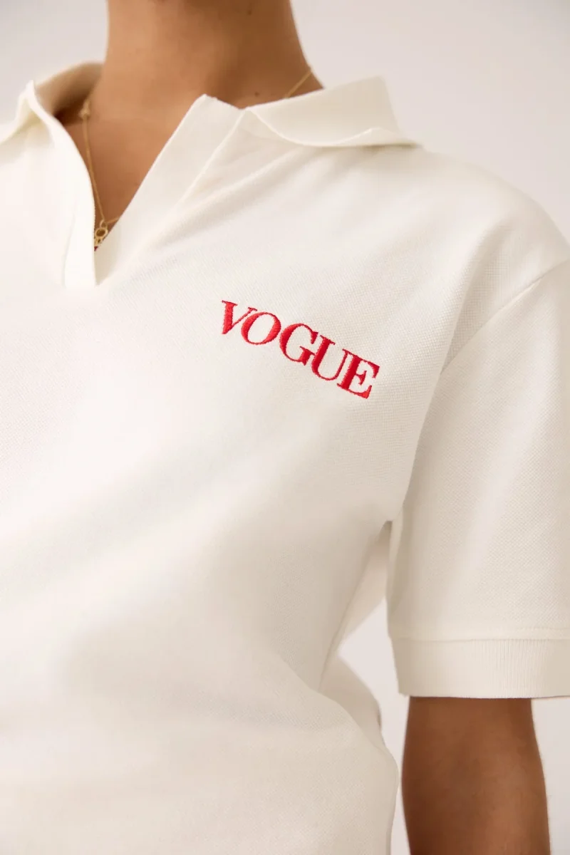 VOGUE Polo Shirt Ivory Embroidered Logo - immagine 5
