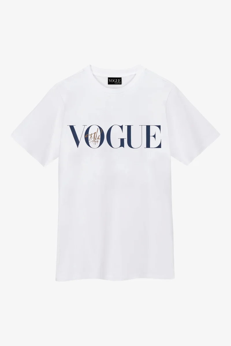 VOGUE T-Shirt White Dalí Cover Print Blue Logo - immagine 7