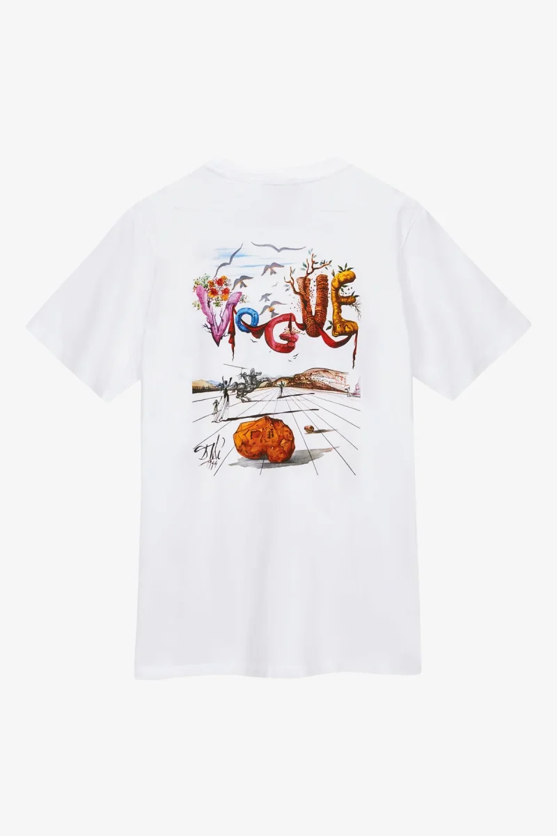 VOGUE T-Shirt White Dalí Cover Print Blue Logo - immagine 2