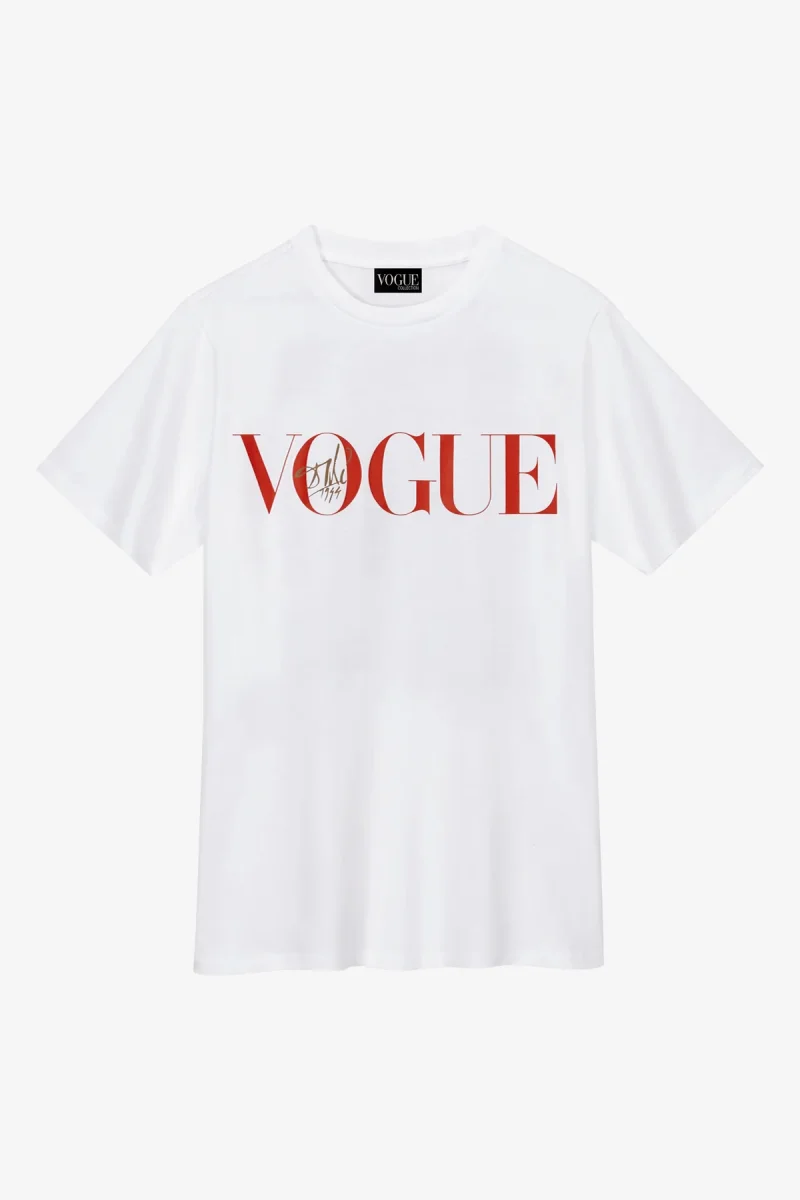 VOGUE T-Shirt White Dalí Cover Print Red Logo - immagine 7
