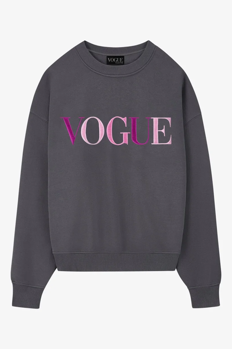 VOGUE Sweatshirt Tornado Gray Embroidered Colorful Logo
